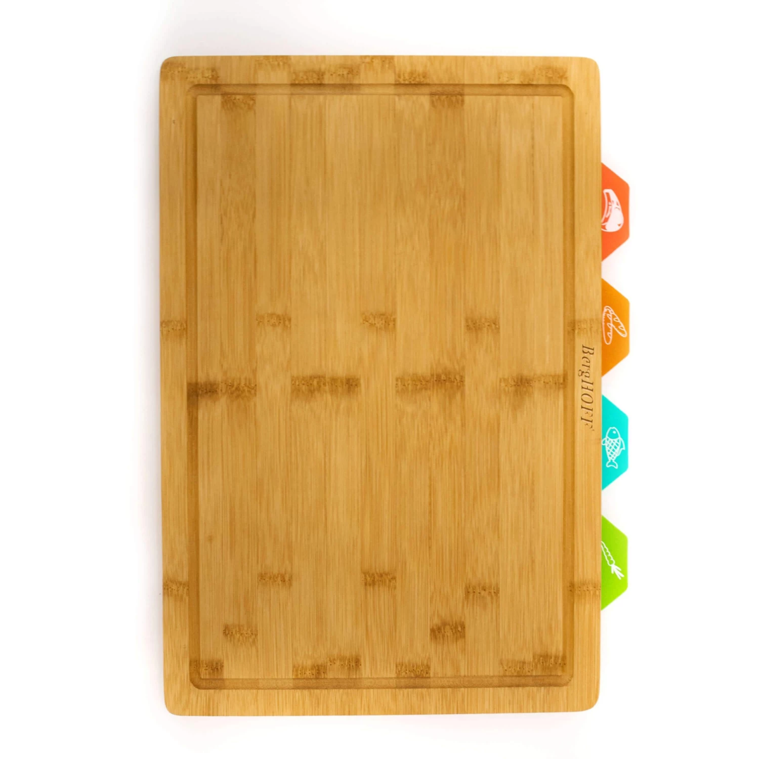 Cutlery BergHOFF Bamboo 5Pc Cutting Board Set With 4 Muti-colored Inserts, 16.5"x11.8"x1.1" 5 Cutlery BergHOFF Bamboo 5Pc Cutting Board Set With 4 Muti-colored Inserts, 16.5"x11.8"x1.1"