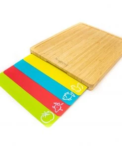 BergHOFF Bamboo Cutting Board Set With 4 Multi-colored Flexible Cutting Boards, 16.5x13.4x1.5