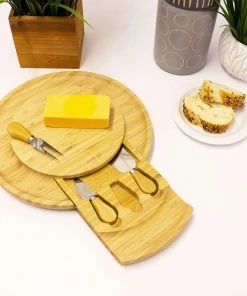 BergHOFF Bamboo Multi-Level Cheese Board Set, With 3 Tools Cutlery
