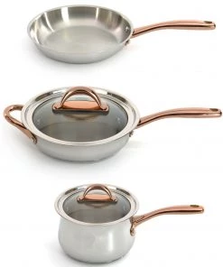Cookware BergHOFF Ouro Gold 4pc Starter Cookwaer Set With Glass Lids
