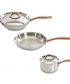 Cookware BergHOFF Ouro Gold 4pc Starter Cookwaer Set With Stainless Steel Lids