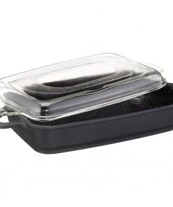 BergHOFF Scala Non Stick Cast Aluminum Roasting  Pan With Glass Cover, 4.9 Qt Bakeware