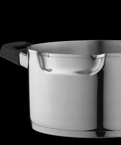 BergHOFF GEM 6Pc Downdraft 18/10 Stainless Steel Cookware Set, Black Handles