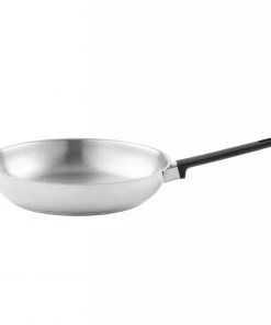 Cookware BergHOFF GEM 3Pc Downdraft 18/10 Stainless Steel Fry Pan Set, Black Handles