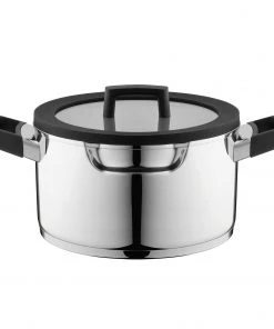 BergHOFF GEM 7Pc Downdraft 18/10 Stainless Steel Cookware Set, Black Handles