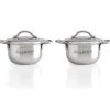 BergHOFF 2.5" 18/10 Stainless Steel Covered Mini Pots, Set Of 2