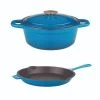 Cookware BergHOFF Neo Cast Iron Set 3pc Blue (3qt Cast Iron Covered Stockpot, 10" Cast Iron Fry Pan)