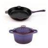 BergHOFF Neo Cast Iron Set 3pc Purple (3qt Cast Iron Covered Dutchoven, Cast Iron Fry Pan)