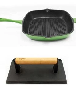 BergHOFF Cast Iron 18/10 Stainless Steel Grill Set 2pc Green