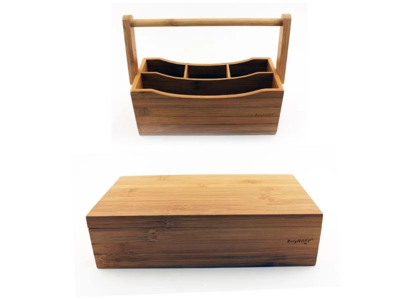 BergHOFF Bamboo Tea Box Set 2pc (Flatware Caddy 9.75" & Tea Box 12") 3 BergHOFF Bamboo Tea Box Set 2pc (Flatware Caddy 9.75" & Tea Box 12")