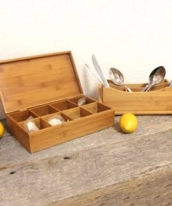 BergHOFF Bamboo Tea Box Set 2pc (Flatware Caddy 9.75" & Tea Box 12") 12 BergHOFF Bamboo Tea Box Set 2pc (Flatware Caddy 9.75