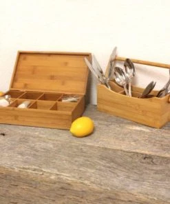 BergHOFF Bamboo Tea Box Set 2pc (Flatware Caddy 9.75" & Tea Box 12") 13 BergHOFF Bamboo Tea Box Set 2pc (Flatware Caddy 9.75