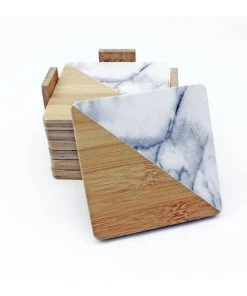 BergHOFF Bamboo Two-Tone 7pc Bamboo Coaster Set, Square With Holder Chef Tools