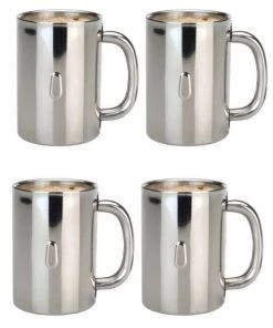 BergHOFF Straight 18/10 Stainless Steel Coffee Mugs, Set Of 4 Coffee & Tea