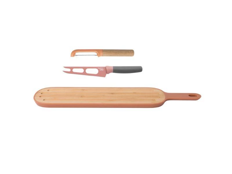 BergHOFF Leo 3pc Cutlery And Peeler Set, Pink 3 BergHOFF Leo 3pc Cutlery And Peeler Set, Pink