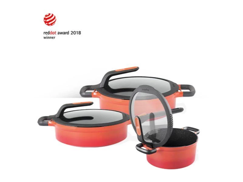 BergHOFF GEM Cast Aluminum Nonstick 9.5" Covered Sauté Pan , Caribbean Red Cookware 8 BergHOFF GEM Cast Aluminum Nonstick 9.5" Covered Sauté Pan , Caribbean Red Cookware