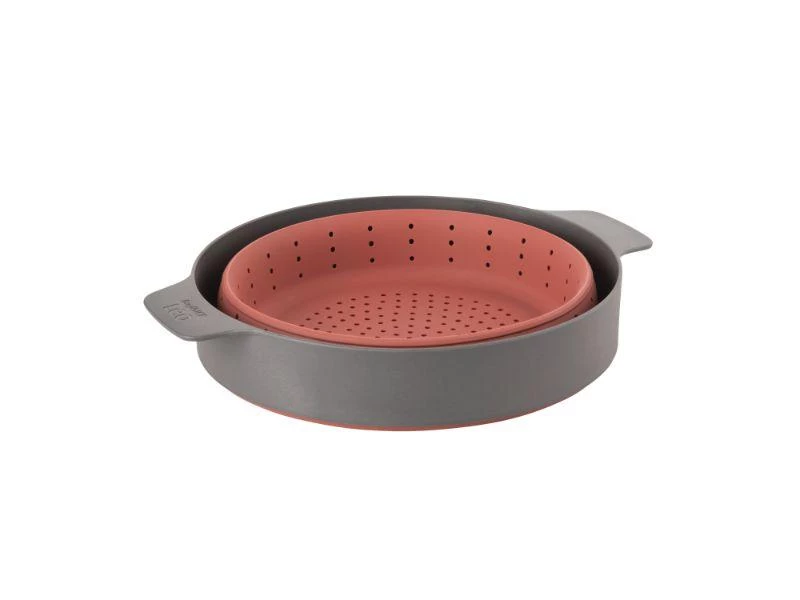 Cookware BergHOFF Leo 10" Silicone 2-in-1 Steamer And Strainer, Pink & Grey 4 Cookware BergHOFF Leo 10" Silicone 2-in-1 Steamer And Strainer, Pink & Grey