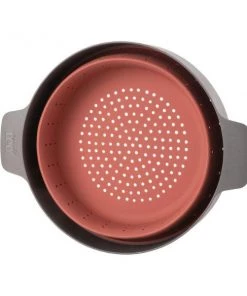 Cookware BergHOFF Leo 10" Silicone 2-in-1 Steamer And Strainer, Pink & Grey 12 Cookware BergHOFF Leo 10