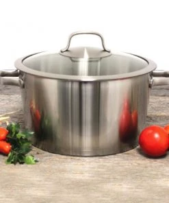 BergHOFF Manhattan 11" Stainless Steel Covered Stockpot 8.8Qt