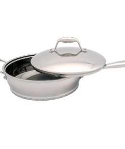 BergHOFF Zeno 9.5" Stainless Steel Covered Deep Skillet 2.6Qt Cookware