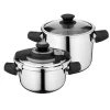 Cookware BergHOFF Vita 4Pc Stainless Steel Pressure Cooker Set 7.4Qt & 4.2Qt