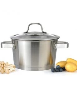 Cookware BergHOFF Manhattan 7" Stainless Steel Covered Casserole 2.5Qt