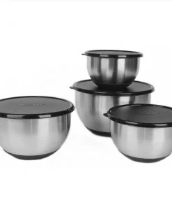 BergHOFF Geminis 8Pc Stainless Steel Mixing Bowl Set With Lids Chef Tools
