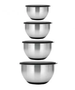 BergHOFF Geminis 8Pc Stainless Steel Mixing Bowl Set With Lids Chef Tools