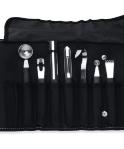 BergHOFF Essentials 8 Piece Stainless Steel Garnishing Set In Folding Bag Chef Tools
