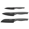 BergHOFF Essentials Ergo 3Pc Stainless Steel Knife Set With Sleeves, 4" Paring, 5" Chef & 5.5" Santoku Cutlery