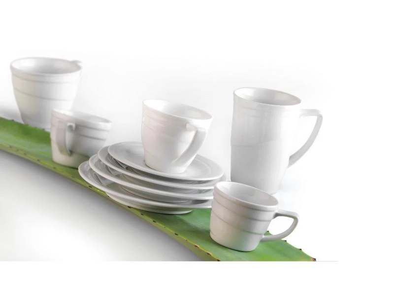 BergHOFF Eclipse 12oz Porcelain Breakfast Cup & Saucer 4 BergHOFF Eclipse 12oz Porcelain Breakfast Cup & Saucer