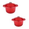 BergHOFF Neo 4Pc Cast Iron Set, 3Qt Covered Stockpot & 7Qt Covered Stockpot, Red Cookware