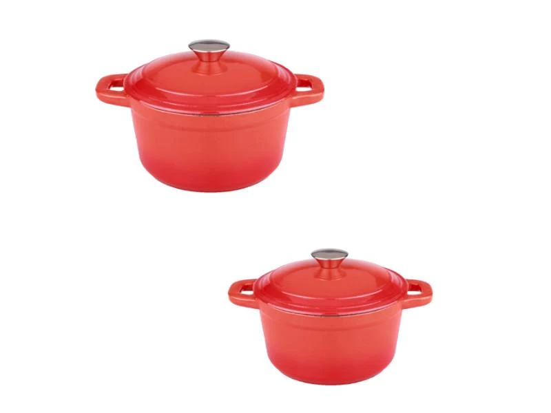 Cookware BergHOFF Neo 4Pc Cast Iron Set, 3Qt Covered Dutch Oven & 7Qt Covered Stockpot, Orange 3 Cookware BergHOFF Neo 4Pc Cast Iron Set, 3Qt Covered Dutch Oven & 7Qt Covered Stockpot, Orange
