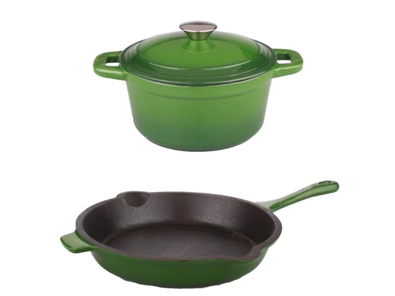BergHOFF Neo 3Pc Cast Iron Cookware Set, 3Qt Covered Dutch Oven & 10" Fry Pan, Green 3 BergHOFF Neo 3Pc Cast Iron Cookware Set, 3Qt Covered Dutch Oven & 10" Fry Pan, Green