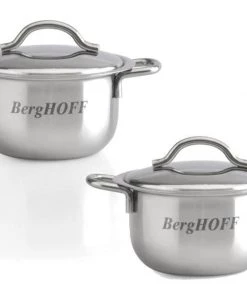 BergHOFF 2.5" Stainless Steel Covered Mini Pots, Set Of 4