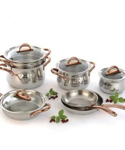 BergHOFF Ouro Gold 11Pc Stainless Steel Cookware Set, Glass Lids