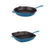 Cookware BergHOFF Neo 2Pc Cast Iron Set, 10" Fry Pan & 11" Grill Pan Set, Blue