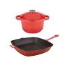 Cookware BergHOFF Neo 3Pc Cast Iron Set, 3Qt Covered Dutch Oven & 11" Grill Pan Orange 2 Cookware BergHOFF Neo 3Pc Cast Iron Set, 3Qt Covered Dutch Oven & 11" Grill Pan Orange