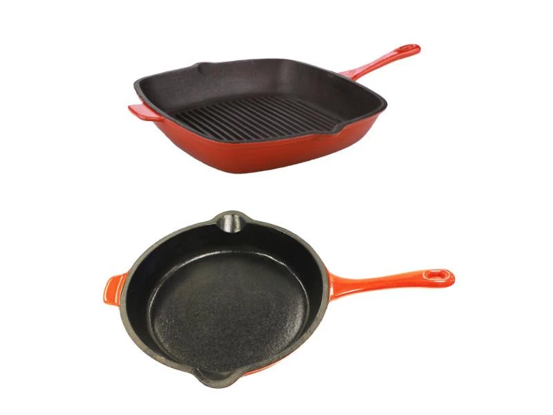 BergHOFF Neo 2pc Cast Iron Set, 10" Fry Pan & 11" Grill Pan, Orange Cookware 3 BergHOFF Neo 2pc Cast Iron Set, 10" Fry Pan & 11" Grill Pan, Orange Cookware