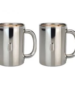 BergHOFF Straight 12oz Stainless Steel Coffee Mug, Set Of 2 Coffee & Tea