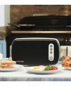 BergHOFF Seren Side Loading Toaster With Cool Touch Exterior And Removable Crumb Tray, With Black Front Panel/ Serving Tray
