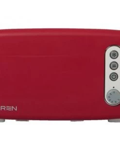 BergHOFF Seren Side Loading Toaster With Cool Touch Exterior And Removable Crumb Tray, With Red Front Panel/ Serving Tray Bakeware