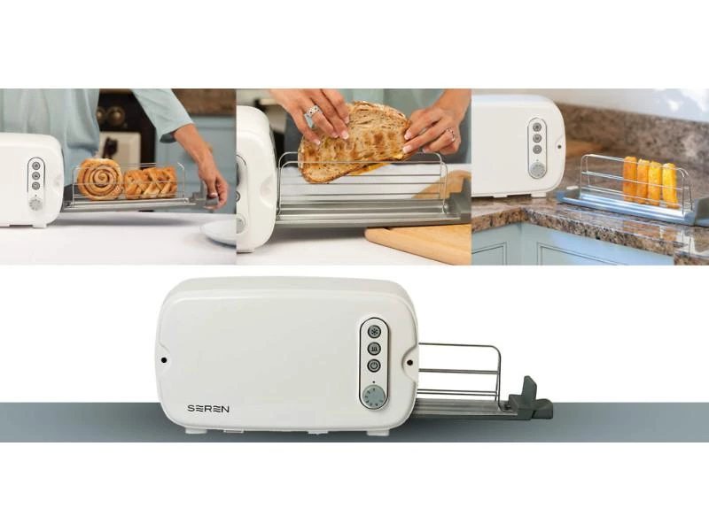 BergHOFF Seren Side Loading Toaster With Cool Touch Exterior And Removable Crumb Tray, With Red Front Panel/ Serving Tray Bakeware 7 BergHOFF Seren Side Loading Toaster With Cool Touch Exterior And Removable Crumb Tray, With Red Front Panel/ Serving Tray Bakeware