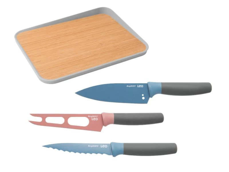 Cutlery BergHOFF Leo 4Pc Stainless Steel Knife Set With 16" Bamboo Cutting Board 3 Cutlery BergHOFF Leo 4Pc Stainless Steel Knife Set With 16" Bamboo Cutting Board