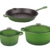 BergHOFF Neo 5Pc Cast Iron Set, 3Qt Covered Dutch Oven, 5Qt Covered Stock Pot, & 10" Fry Pan, Green 1 BergHOFF Neo 5Pc Cast Iron Set, 3Qt Covered Dutch Oven, 5Qt Covered Stock Pot, & 10" Fry Pan, Green