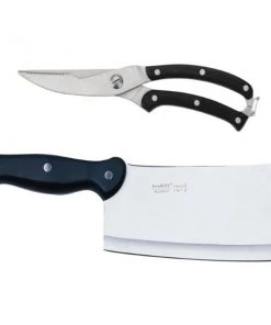 Cutlery BergHOFF CooknCo 2Pc Stainless Steel Prep Set, 7" Cleaver & 14.5" Poultry Shears