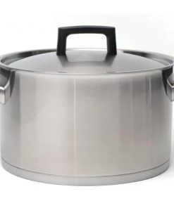 Cookware BergHOFF Ron 10" Stainless Steel Covered Stockpot 6.8Qt, Black Handles