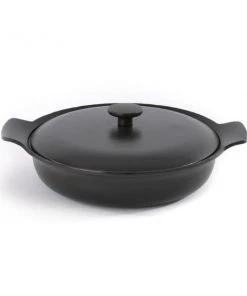 Cookware BergHOFF Ron 11" Cast Iron Covered Deep Skillet 3.5Qt, Black