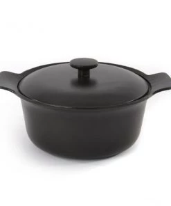 BergHOFF Ron 10" Cast Iron Covered Stockpot 4.4Qt, Black