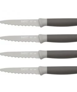 Cutlery BergHOFF Leo 4Pc 4.5" Stainless Steel Steak Knives, Set Of 4, Gray